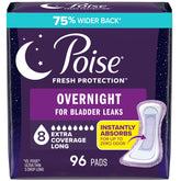 Poise empaque frontal 96 unidades mostrando protección nocturna