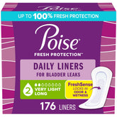 Poise front packaging long 176ct showing product quantity and branding for easy selection