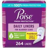 Poise front packaging showing 264 count and easy identification benefit