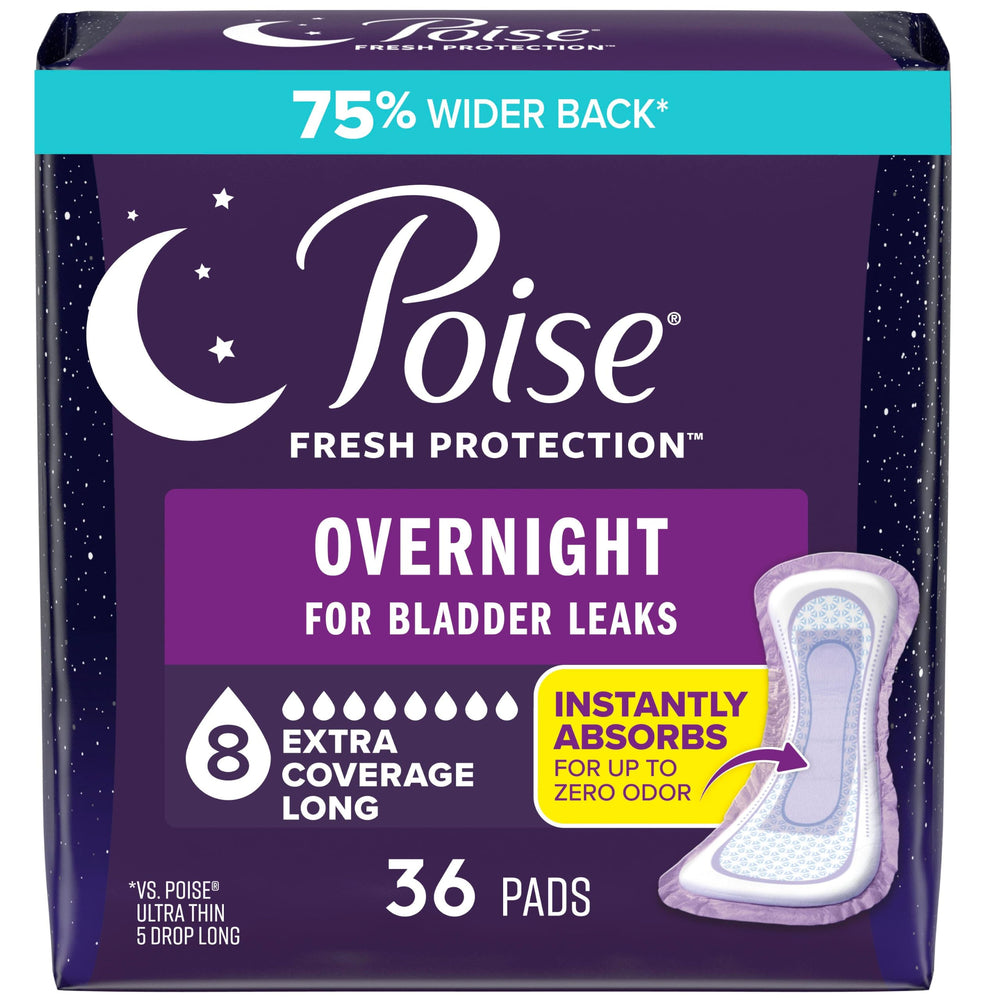Poise empaque frontal mostrando 36 unidades y cobertura nocturna