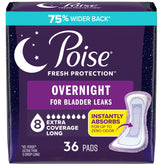 Poise empaque frontal mostrando 36 unidades y cobertura nocturna