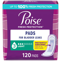 Poise empaque frontal mostrando cantidad y protección para comodidad diaria
