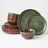 Pokini front view of full 12-piece set showing coordinated colors and balance