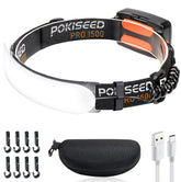 POKISEED headlamp front packaging showing features and brightness benefit