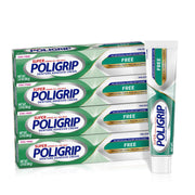 Poligrip Free frente del tubo mostrando el envase y beneficio de sujeción