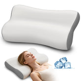Polovo front view contour pillow showing ergonomic shape and improved sleep support