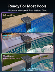 POOLHACKER solar panel close-up showing ETFE texture and sun charging efficiency