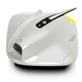 PoolMr front view of cordless robot vacuum showing compact design and fast cleaning
