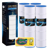 POOLPURE front packaging showing 4-pack replacement cartridges and quick-fit labeling benefit