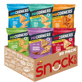 PopCorners frontal del paquete variedad mostrando seis sabores y beneficio conveniencia