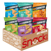 PopCorners frontal del paquete variedad mostrando seis sabores y beneficio conveniencia