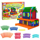 POPULAR PLAYTHINGS front packaging showing colorful 150-piece Playstix set and benefits