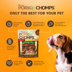 Pork Chomps presentación de sabores Roasted Pork Chicken Bacon para elección