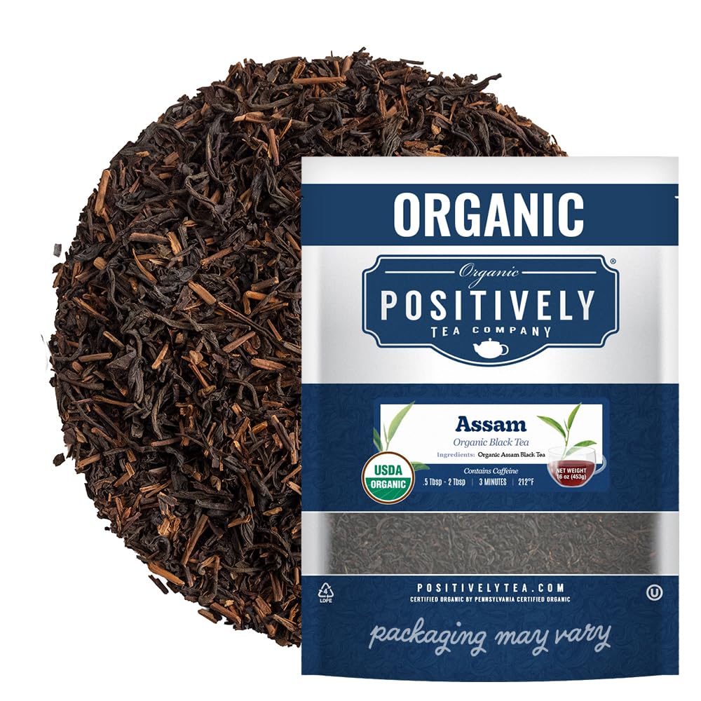 Organic Positively Tea frente del paquete mostrando 16 onzas y sello orgánico