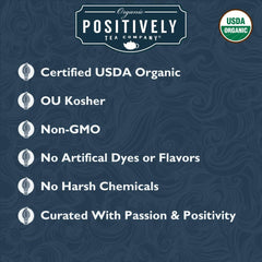Organic Positively Tea taza servida con color oscuro que sugiere cuerpo y aroma