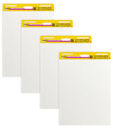 Post-it vista frontal del pack mostrando cuatro pads, ideal para reuniones