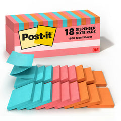 Post-it frente del paquete Poptimistic mostrando 18 blocs y colores vibrantes