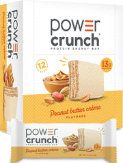 Power Crunch empaque frontal Peanut Butter Crème mostrando marca y sabor