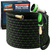 POWERFLOW front view showing full 25ft hose and included nozzle for reliable watering