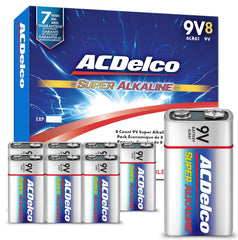 Powermax ACDelco envase frontal de 8 pilas 9V, almacenamiento seguro