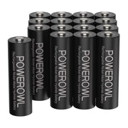 POWEROWL AA 16-pack front view showing ready-to-use batteries and value