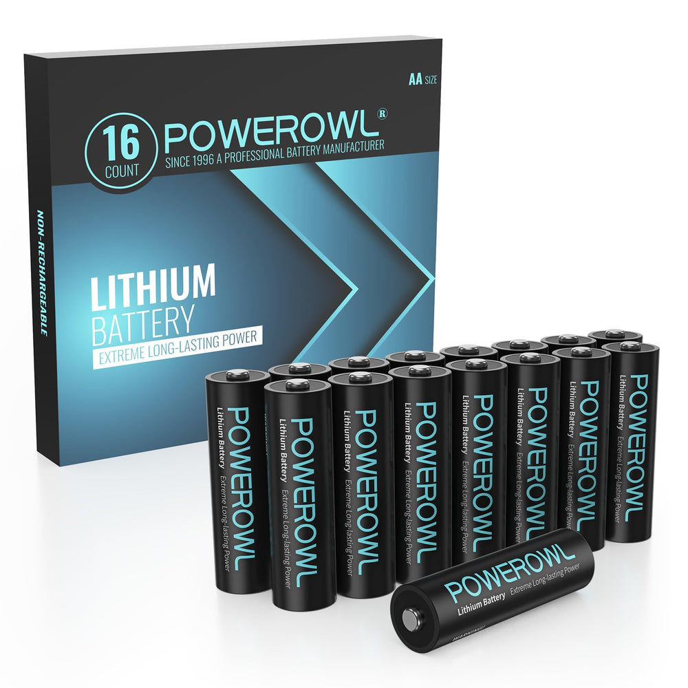 POWEROWL embalaje frontal mostrando las 16 pilas y practicidad
