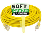 POWGRN cable de extensión 50 ft vista frontal, robustez y visibilidad