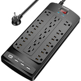 POWSAV front view showing 18 outlets and 4 USB ports for flexible charging