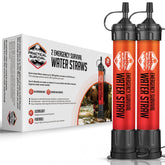 Practical Survival front packaging showing two sealed water straw filters — ready for emergencies