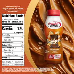 Premier Protein batido vertido en vaso para una bebida lista rápida