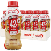 Premier Protein caja de 12 unidades mostrando el embalaje y conveniencia