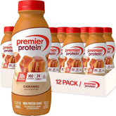 Premier Protein caramel front packaging showing ready-to-drink convenience