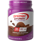 Premier Protein front packaging showing chocolate flavor and benefits