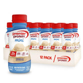 Premier Protein front packaging showing vanilla flavor and 22g protein benefit