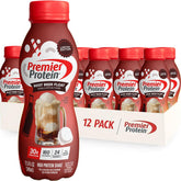 Premier Protein root beer float front packaging showing 12-pack convenience and protein benefit