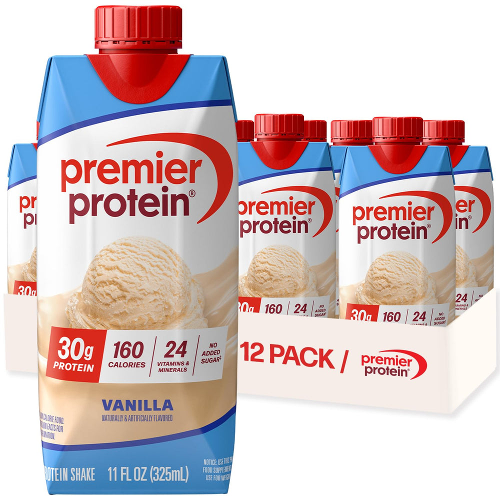 Premier Protein envase frontal vainilla mostrando diseño y conveniencia
