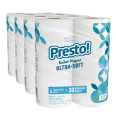 Presto! front packaging showing 24 mega rolls and pack details for convenience