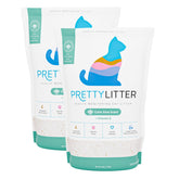 PrettyLitter front packaging showing calm aloe and two 6 lb bags, easy storage benefit