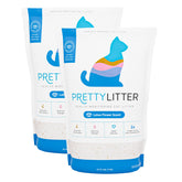 PrettyLitter front packaging showing lotus flower scent and lightweight benefit