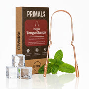 PRIMALS raspador de lengua frontal mostrando acabado pulido y frescura inmediata