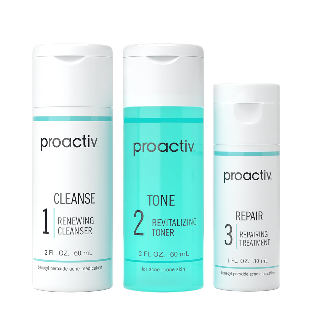 Proactiv kit frontal con los tres productos para iniciar rutina clara