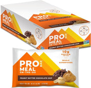 PROBAR barra presentación frontal mostrando envase y sabor Peanut Butter Chocolate Chip para consumo rápido