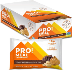 PROBAR barra presentación frontal mostrando envase y sabor Peanut Butter Chocolate Chip para consumo rápido