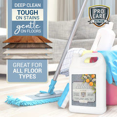 Pouring ProCare into a mop bucket for efficient floor cleaning
