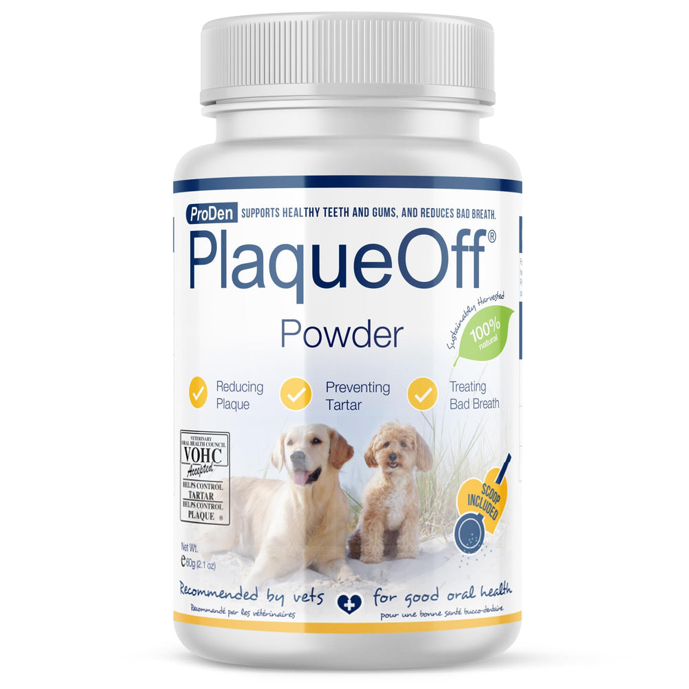 ProDen PlaqueOff envase frontal mostrando diseño y cantidad 60g, beneficios visibles