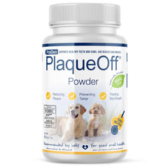 ProDen PlaqueOff envase frontal mostrando diseño y cantidad 60g, beneficios visibles