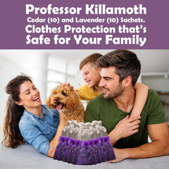 Professor Killamoth detalle de virutas de cedro que protegen textiles naturalmente