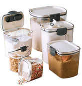 Progressive ProKeeper front view showing all six clear airtight canisters for organized baking