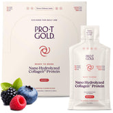 ProT Gold sobre frontal mostrando diseño y sabor berry, práctico y portátil