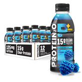 Protein2o front label showing blue raspberry flavor and benefits